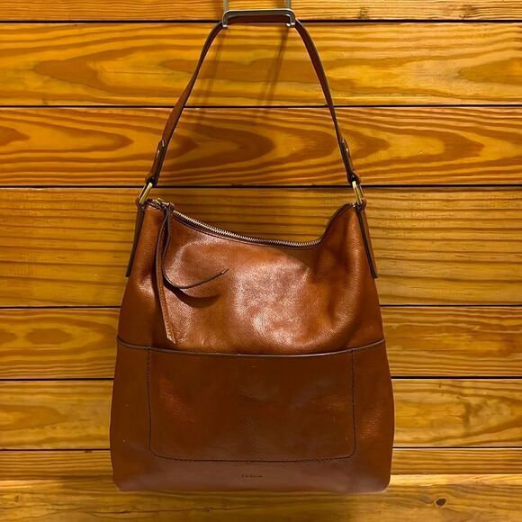 Vintage Fossil Brandy Brown Leather Amelia boho Purse Bag Shoulder Bag